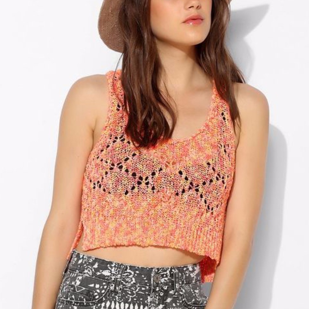 Urban Outfitters Staring at Stars Neon Open-Knit Sweater Tank